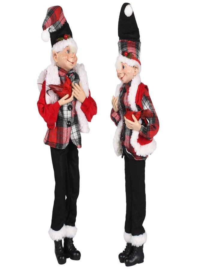 RAZ Imports Mister Snowman 16" Posable Elf Asst of 2 w/Cardinal Bird - Image 4